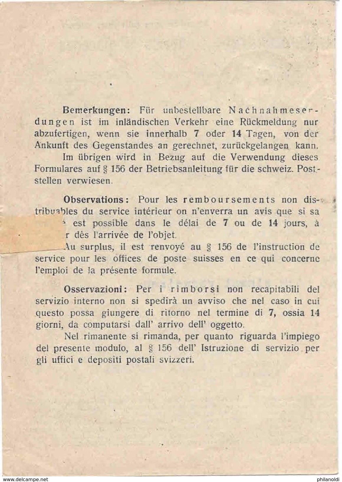 SUISSE 1932 BRIG VS Formulaire Officiel Timbre Désarmement, Cachet Linéaire ALBINEN WALLIS, Non Remise De Colis, Amtlich - Marcofilie