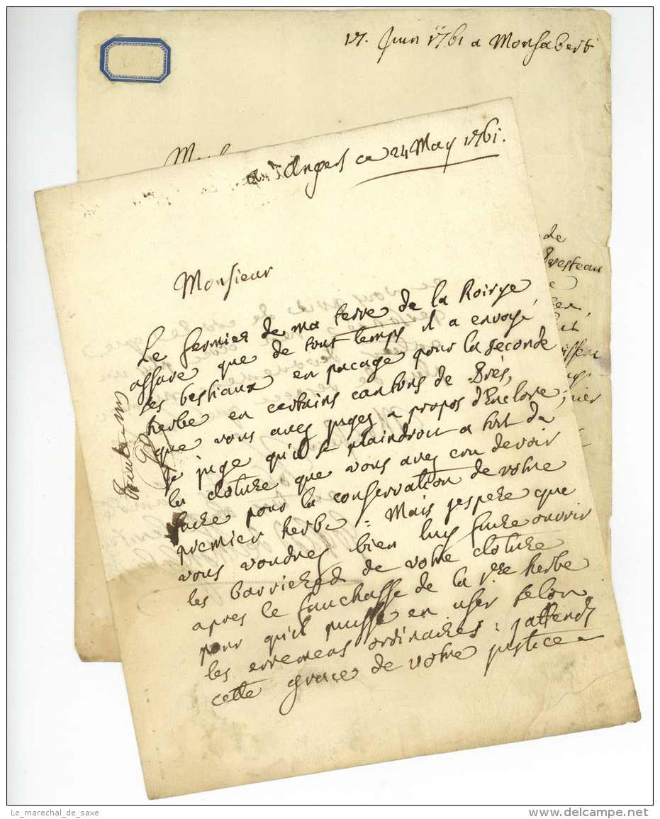 GOISLARD DE MONSABERT (1708-1780) Academie Angers Lyon Coutures Martigné Milly-le-Meugon Malecot - Documents Historiques