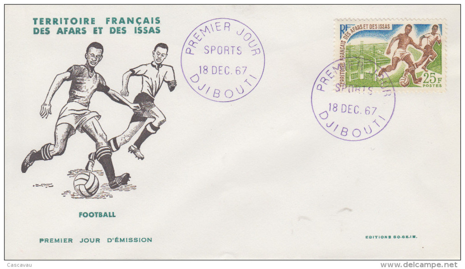 Enveloppe  FDC  1er  Jour  TERRITOIRE  FRANCAIS   Des   AFARS  Et  ISSAS    Football   1967 - Otros & Sin Clasificación