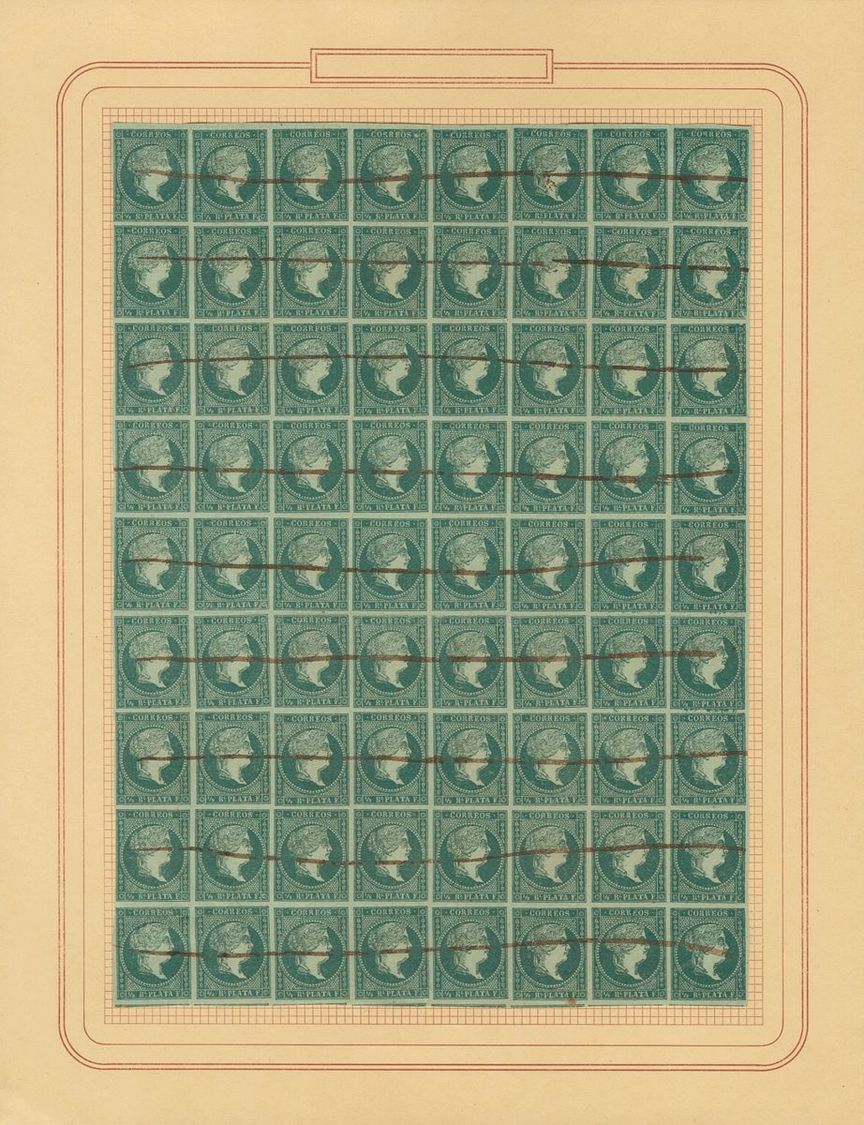 Antillas. º 1(72) 1855 ½ Real Azul Verdoso, Bloque De Setenta Y Dos Sellos. Inutilizado A Pluma. MAGNIFICO E INUSUAL UN  - Sonstige & Ohne Zuordnung