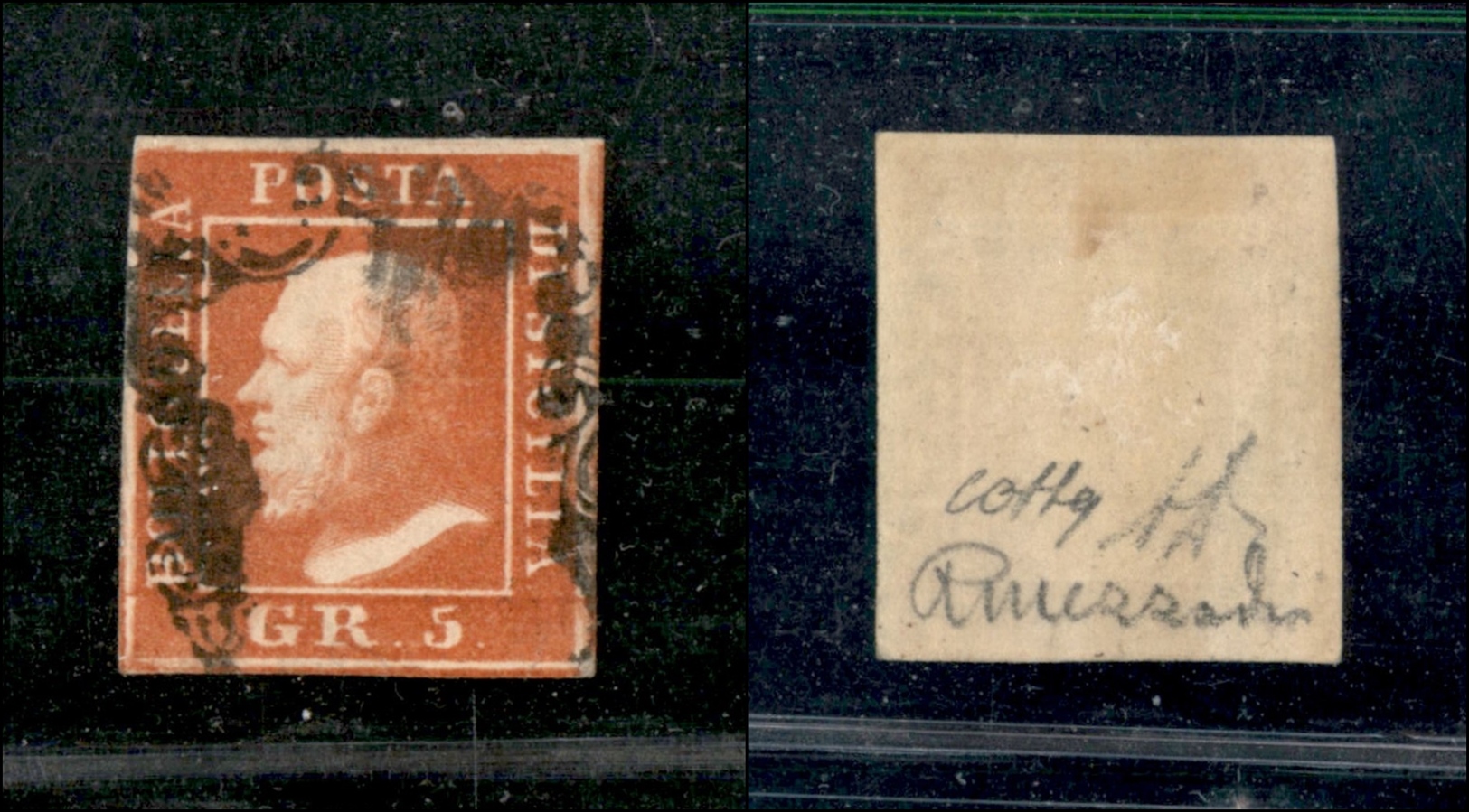 0093 SICILIA - 1859 - 5 Grana Vermiglio Vivo (11a) - Molto Bello - Diena + Cert. Colla (6.000) - Otros & Sin Clasificación