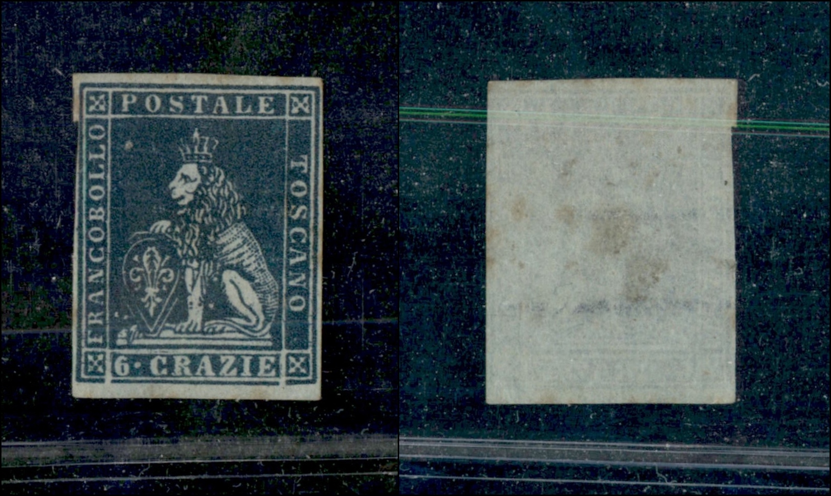 0109 TOSCANA - 1851 - 6 Crazie (7c) - Carta Azzurra - Lievi Ingiallimenti Al Retro (4.500) - Other & Unclassified