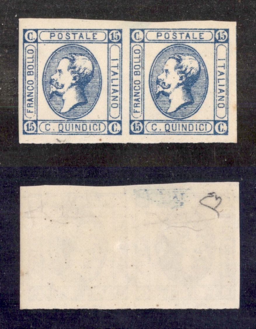 0122 REGNO - 1863 - 15 Cent (12) - Coppia Orizzontale - Gomma Integra - Molto Bella - Diena (2.500+) - Other & Unclassified