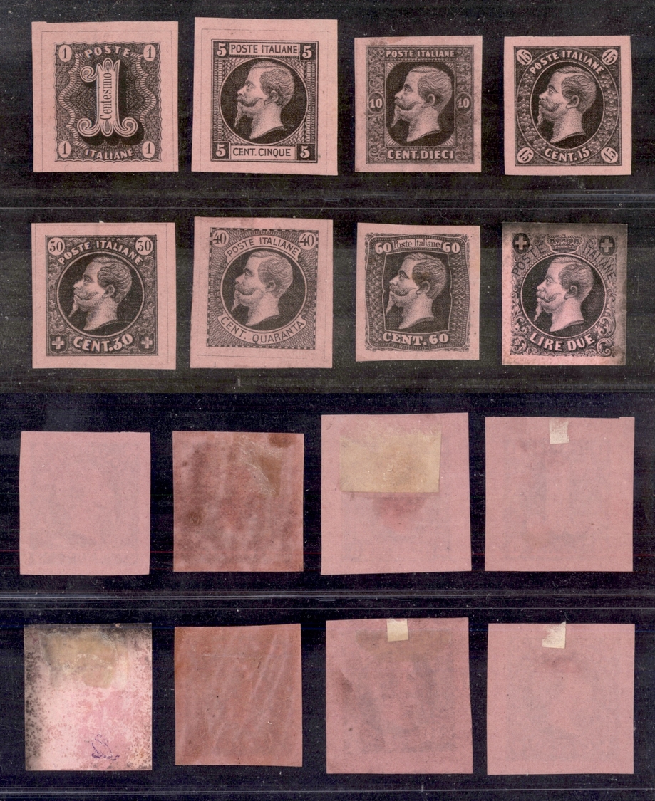 0134 REGNO - 1863 - Saggi Ronchi - Serie Completa (12/19) - Stampa In Nero Su Carta Rosa (2.000) - Other & Unclassified