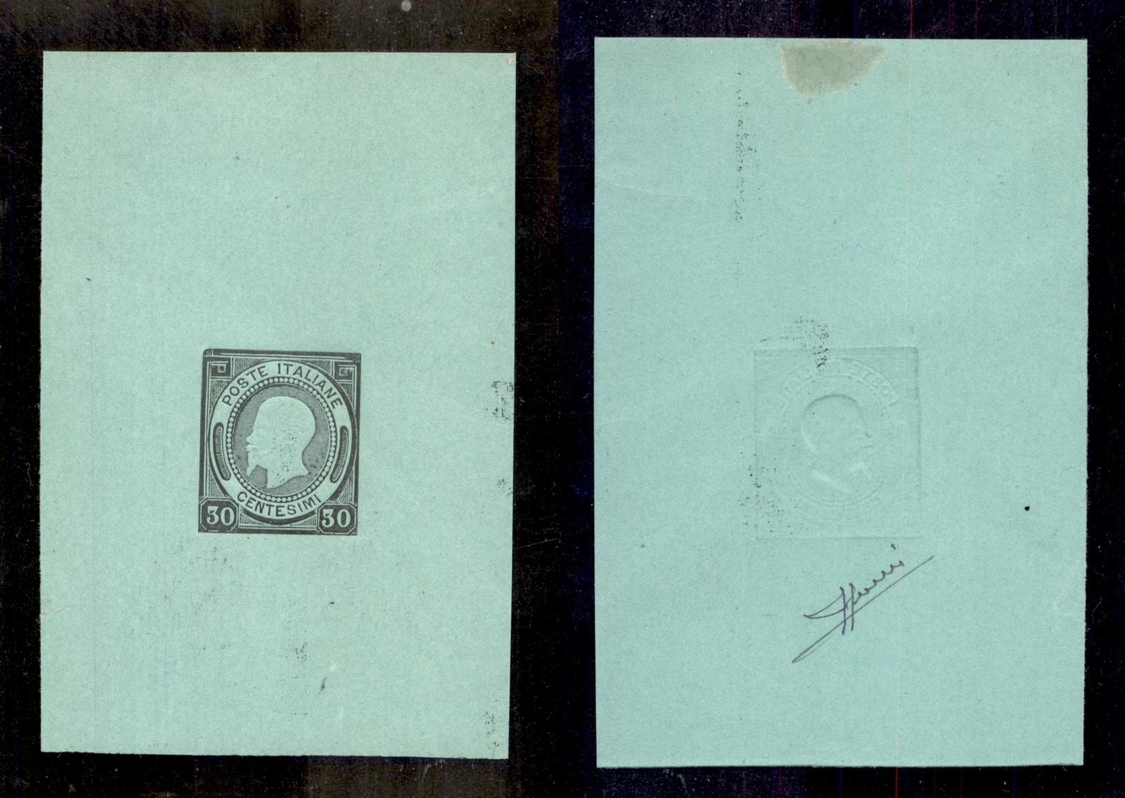 0158 REGNO - 1863 - Saggi Grazioli - 30 Cent (24) - Stampa In Nero Su Carta Verde - Sorani - Sonstige & Ohne Zuordnung