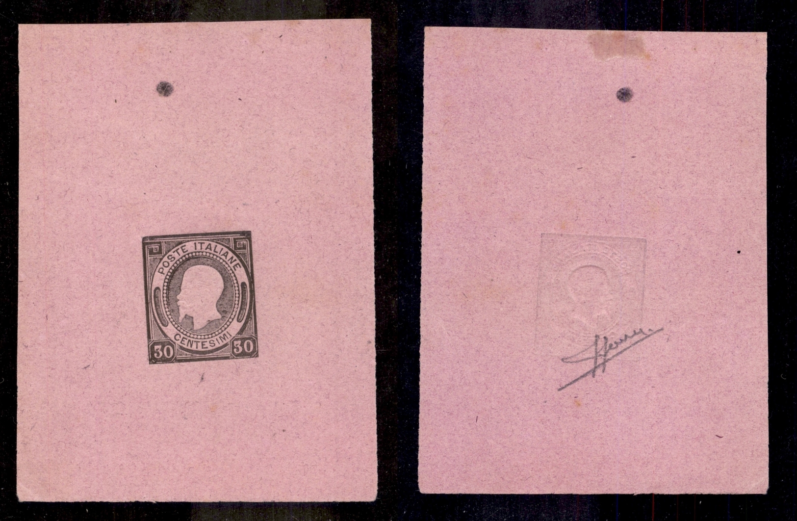 0159 REGNO - 1863 - Saggi Grazioli - 30 Cent (24) - Stampa In Nero Su Cartoncino Rosa - Sorani - Sonstige & Ohne Zuordnung