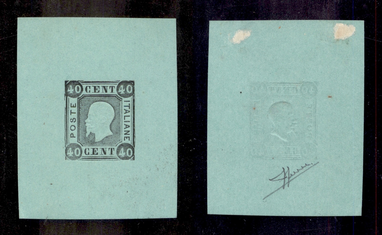 0161 REGNO - 1863 - Saggi Grazioli - 40 Cent (25) Stampa In Nero Su Carta Verde - Sorani - Other & Unclassified