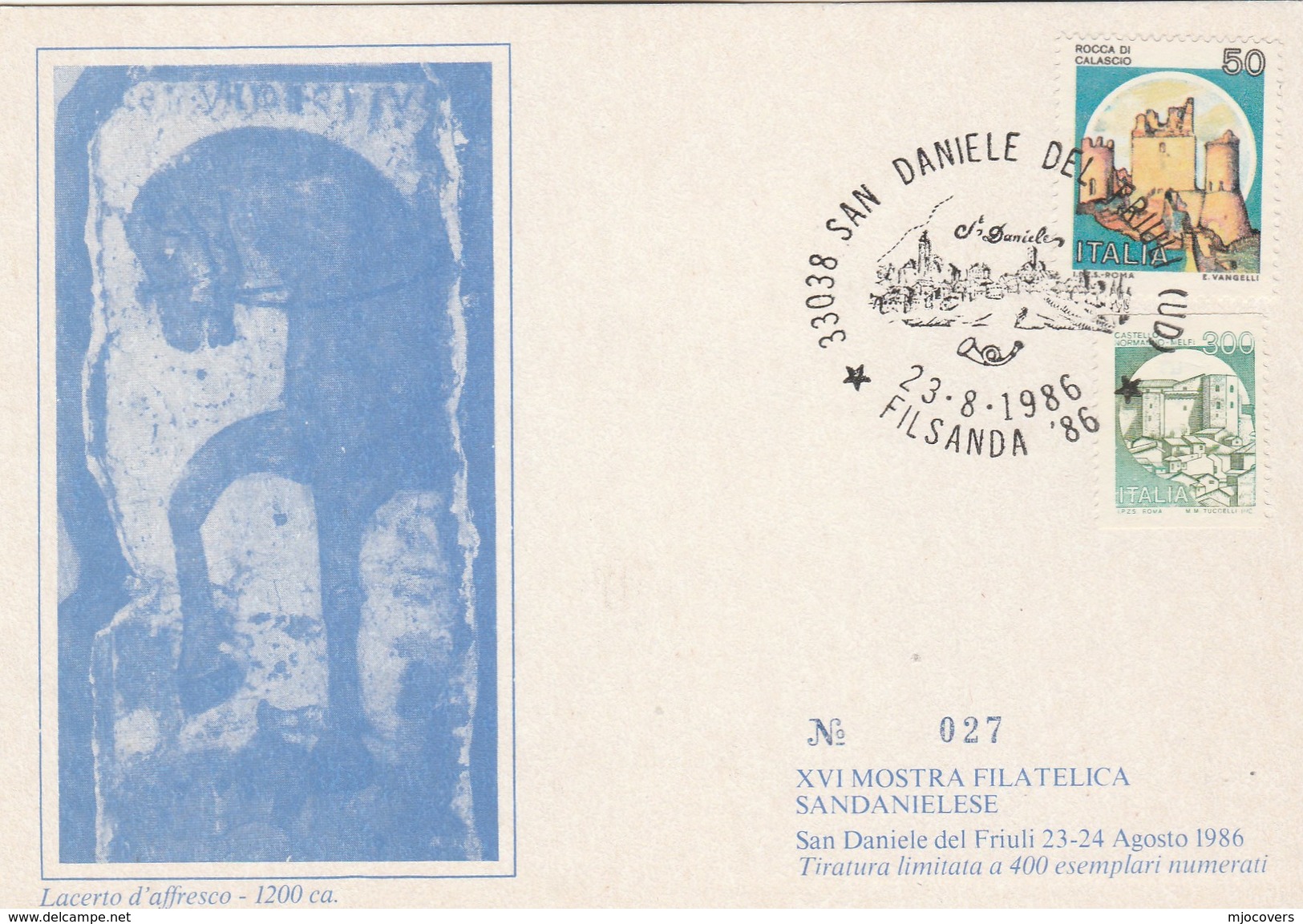 1986 San Daniele HORSE Philatelic EXHIBITION  FILSANDA EVENT COVER Card ITALY Art Stamps - 1981-90: Marcophilia
