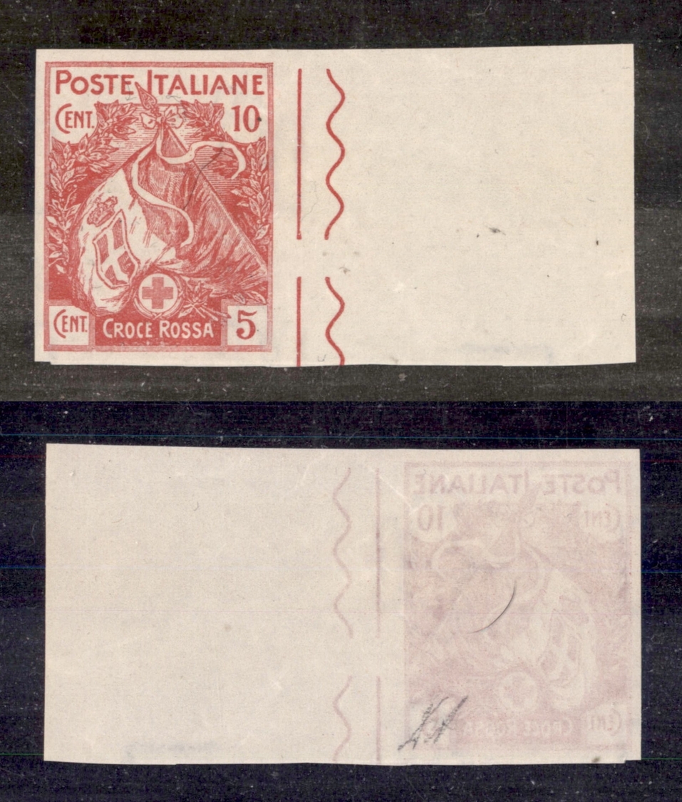 0219 REGNO - 1915/1916 - Prova D’archivio Del 10 + 5 Cent Croce Rossa (P102) - Bordo Foglio - Cert. AG (380) - Other & Unclassified
