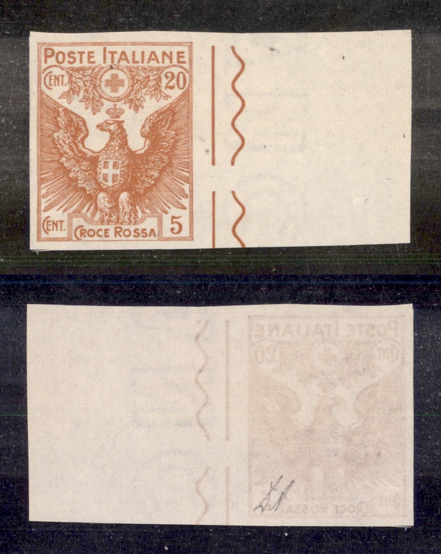 0220 REGNO - 1915/1916 - Prova D’archivio Del 20 + 5 Cent Croce Rossa (P105) - Bordo Foglio - Cert. AG (380) - Other & Unclassified