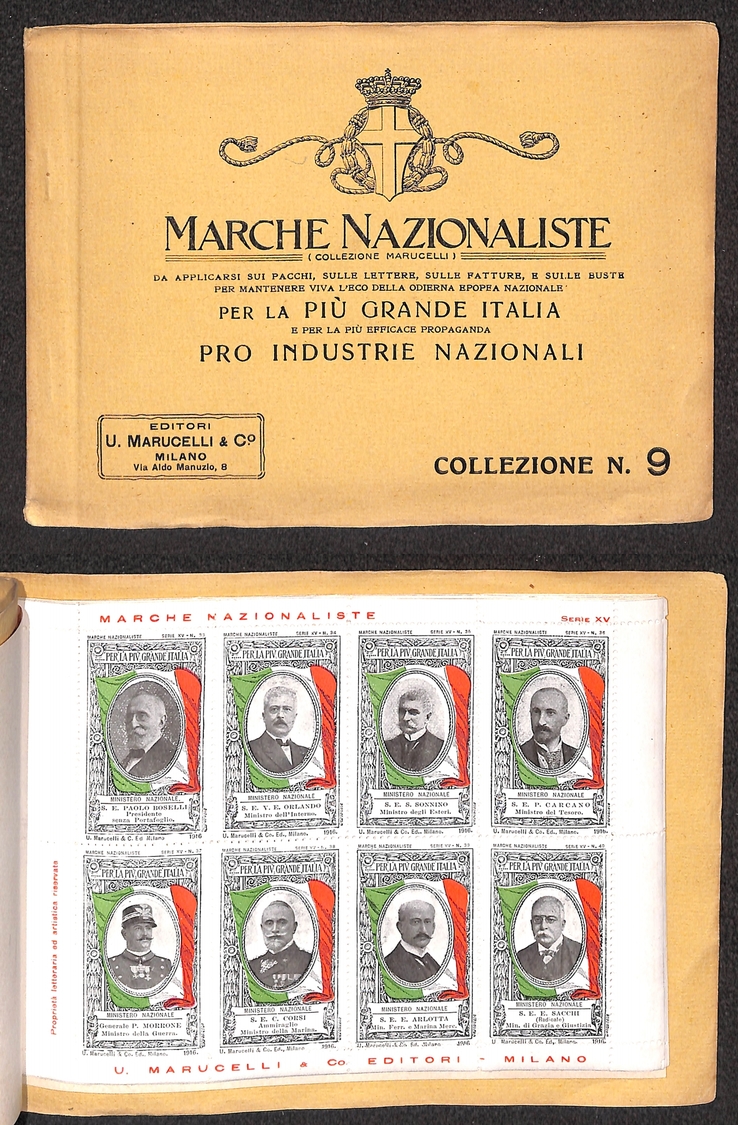0322 REGNO - Marche Nazionaliste Collezione N.9 - Libretto Originale Completo Del 1917 Delle Etichette “Pro Industrie Na - Other & Unclassified