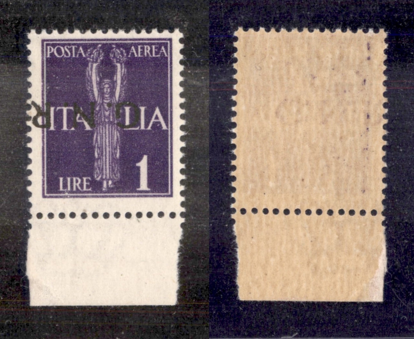 0367 REPUBBLICA SOCIALE - 1944 - GNR Verona - 1 Lira (121a - Aerea) Con Soprastampa Capovolta E Spostata (varietà Bf) -  - Other & Unclassified