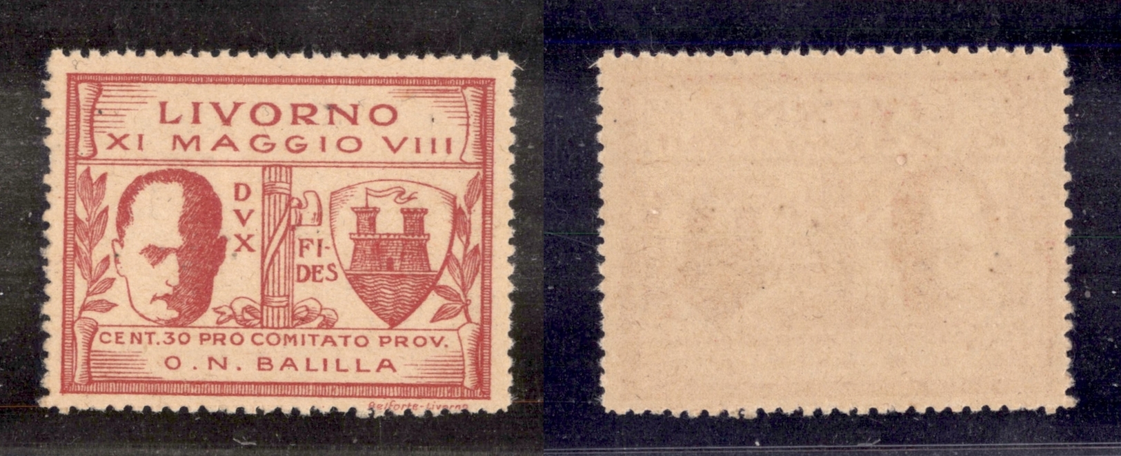 0445 EMISSIONI LOCALI - LIVORNO - 1930 - 30 Cent Mussolini (1) - Gomma Integra (400) - Other & Unclassified