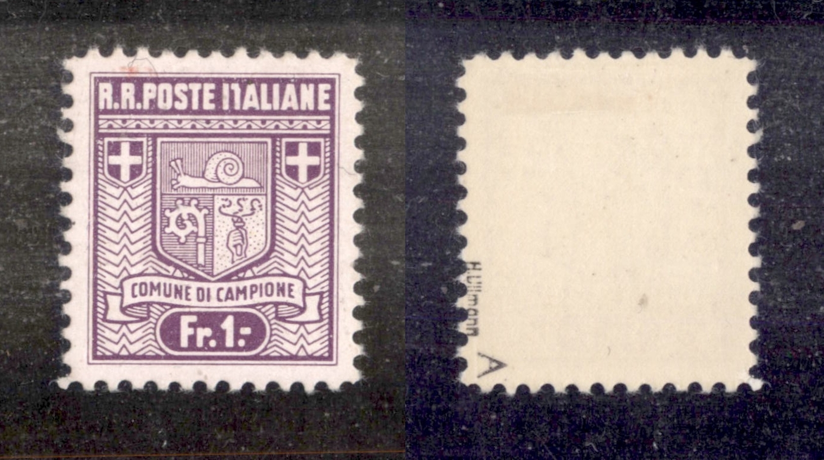 0463 EMISSIONI LOCALI - CAMPIONE - 1944 - 1 Franco (5a) Prima Tiratura Con T Rotta In Alto - Nuovo Con Gomma - Non Catal - Other & Unclassified