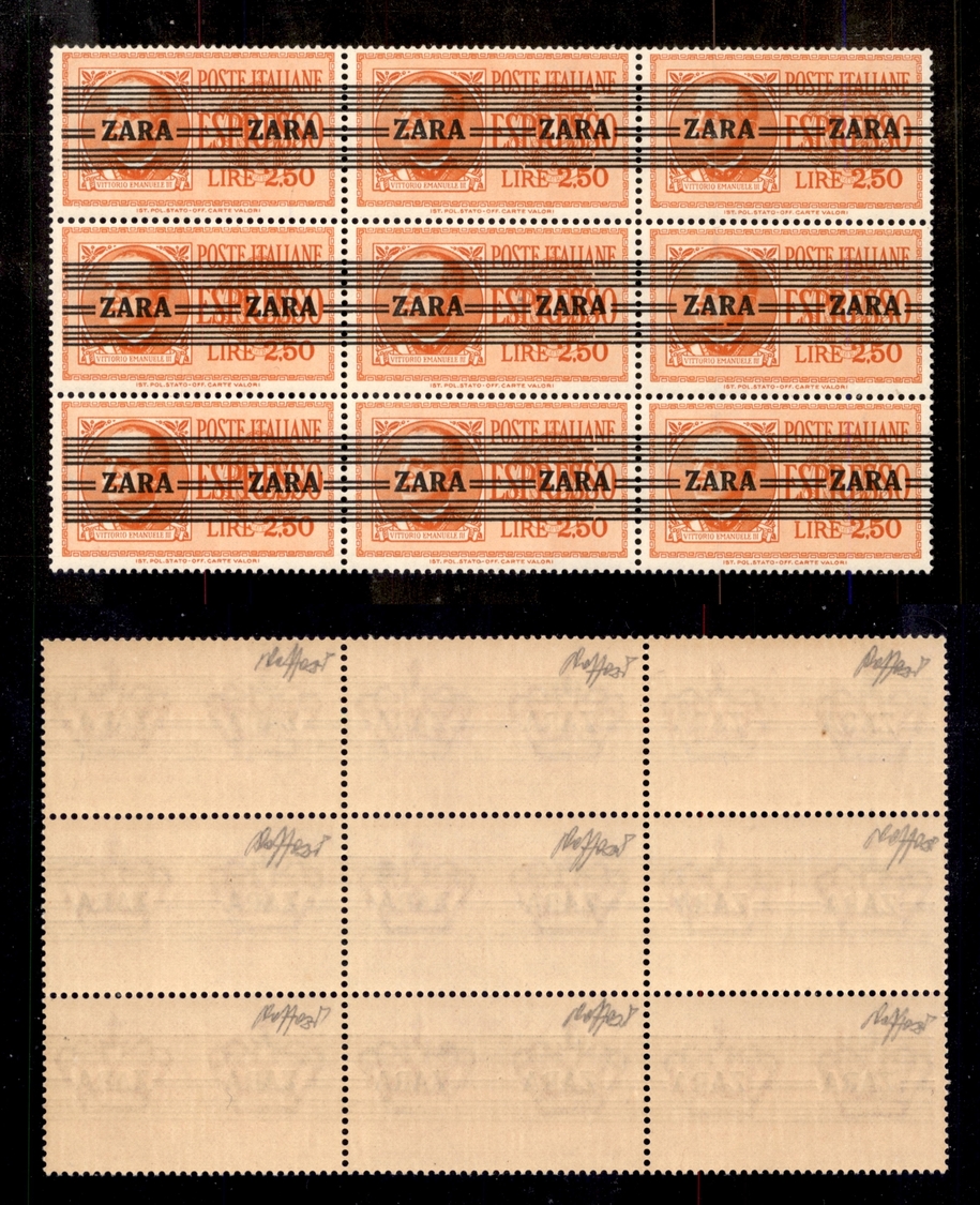 0534 OCCUPAZIONI - ZARA - 1943 - Blocco Di Nove Del 2,50 Lire Espresso (E4) Con A Di Diversi Tipi - Gomma Integra (3.375 - Other & Unclassified