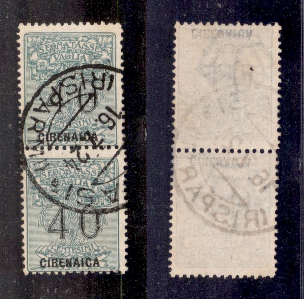 0548 COLONIE - CIRENAICA - Segnatasse Vaglia - Coppia Del 40 Cent (2) - Annullo Originale (300) - Other & Unclassified