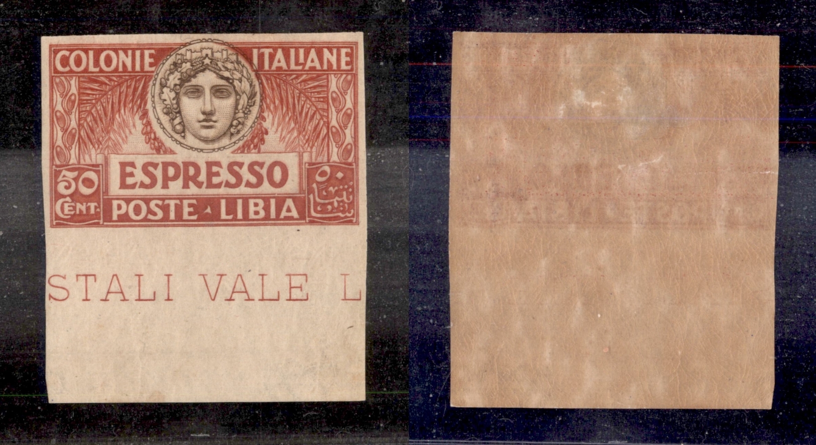 0594 COLONIE - LIBIA - 1921 - 50 Cent Espresso (4c) Non Dentellato - Bordo Foglio - Nuovo Con  Gomma - Cert. AG (550) - Other & Unclassified