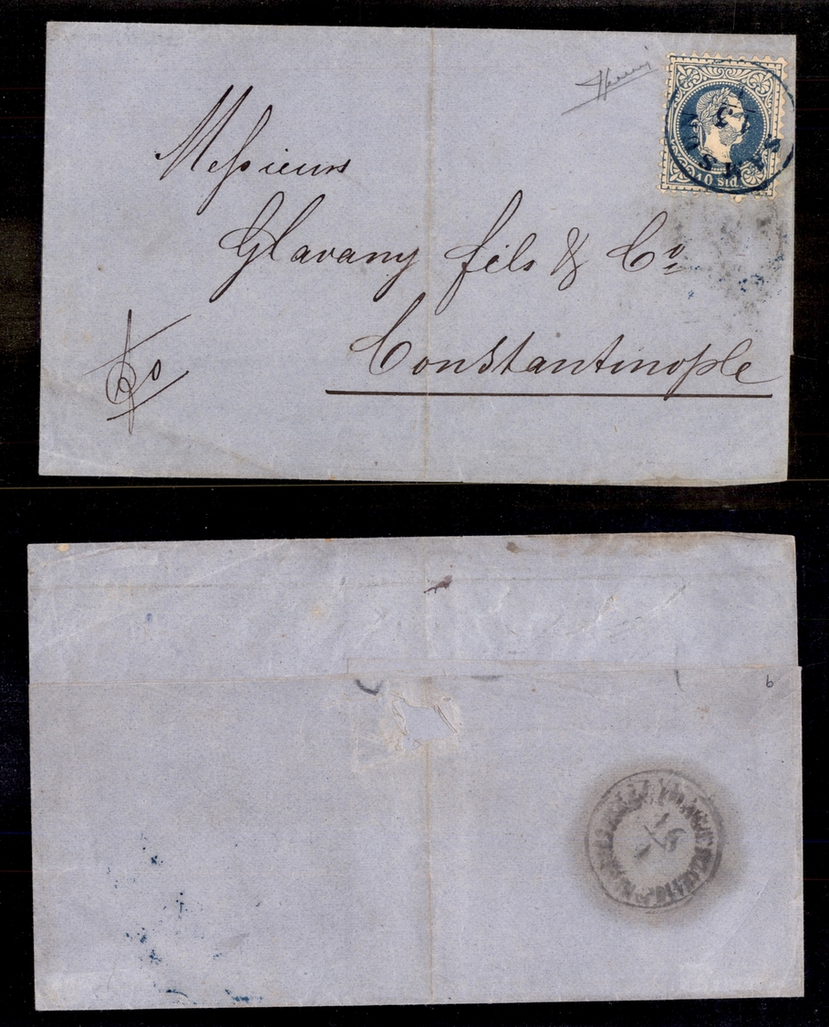 0743 AUSTRIA - Levante Austriaco - 1867 - 10 Soldi Azzurro (4) Su Lettera Da Samsun (azzurro) A Costantinopoli Del 13.1. - Other & Unclassified