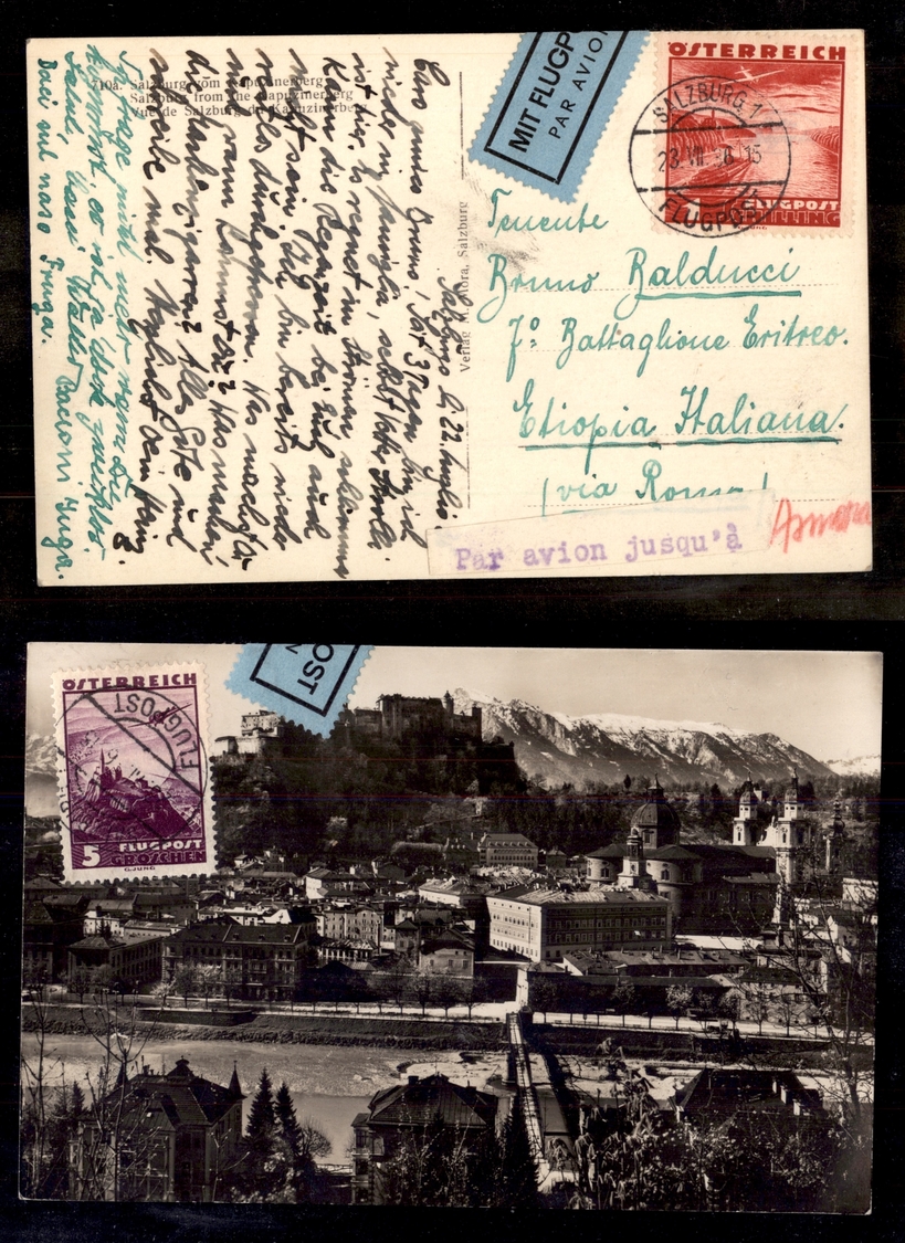 0789 GERMANIA - 1936 - Cartolina Per Via Aerea Da Salisburgo Per Etiopia Italiana - Sonstige & Ohne Zuordnung