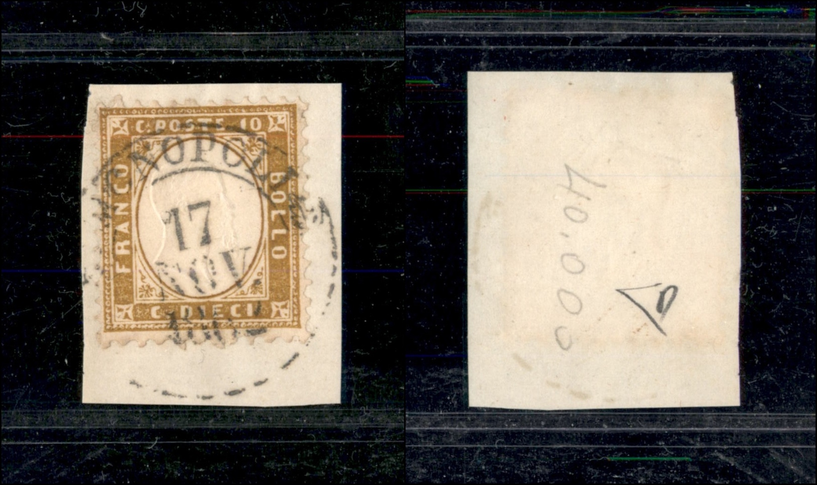 1001 REGNO D'ITALIA - 1862 - 10 Cent (1) - Monopoli 17.11.62 - Molto Bello - Diena (850) - Other & Unclassified
