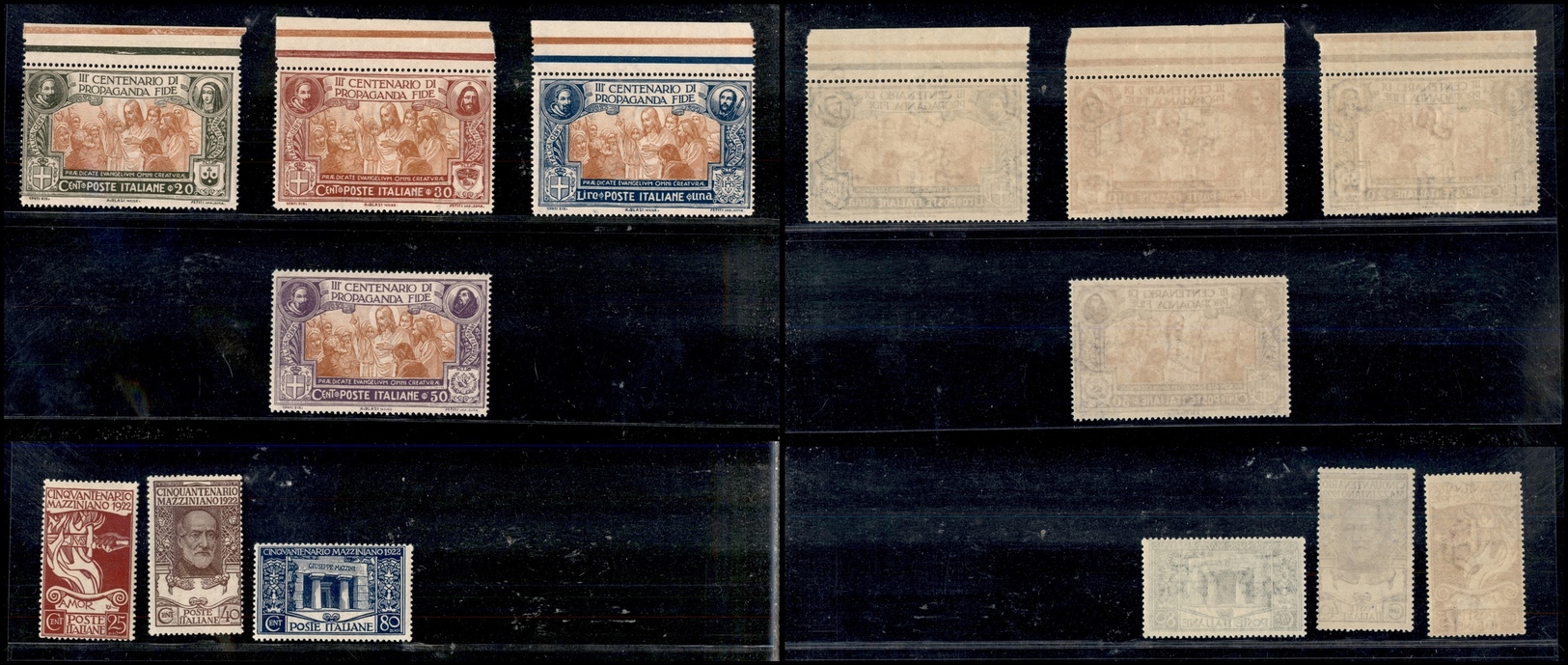 1022 REGNO D'ITALIA - 1922/1923 - Mazzini (128/130) + Propaganda Fide (131/134) - 2 Serie Complete - Gomma Integra (225) - Other & Unclassified