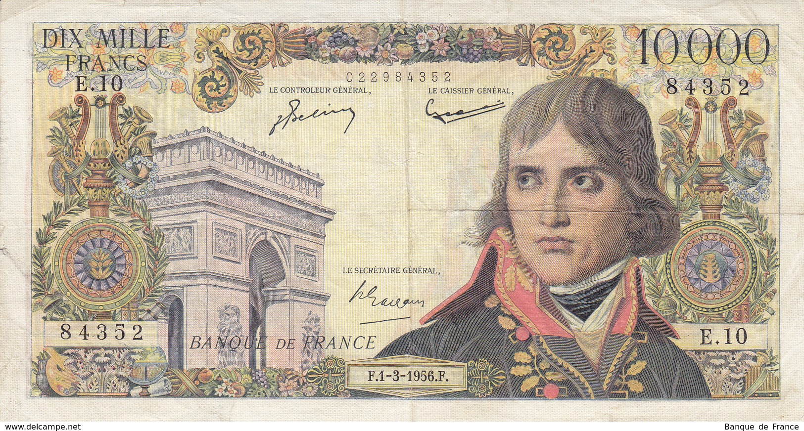 Billet 10000 F Bonaparte Du 1-3-1956 FAY 51.2 Alph. E.10 - 10 000 F 1955-1958 ''Bonaparte''