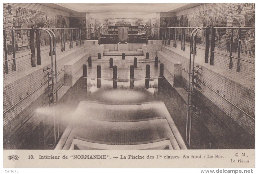 Bâteaux - Intérieur Paquebot "Normandie" - Piscine - Paquebote