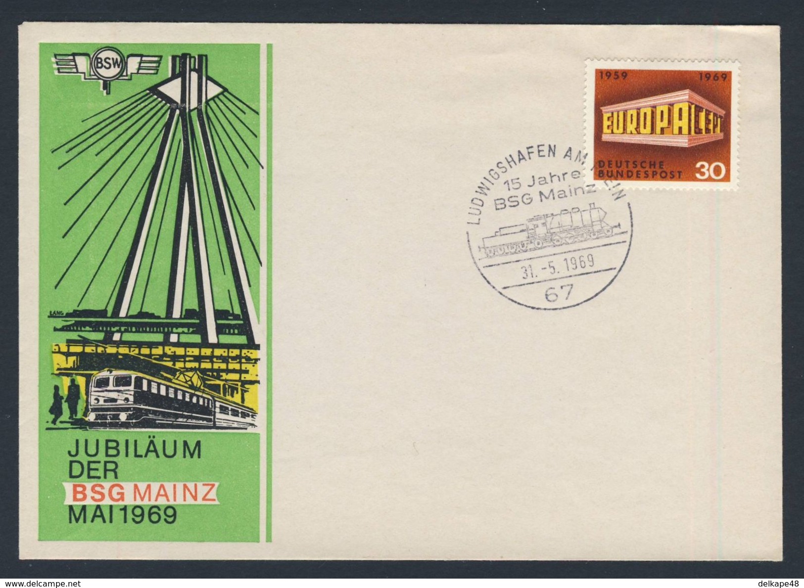 Deutschland Germany 1969 Cover / Brief / Lettre - Jubiläum BSG MAINZ - Briefmarkengemeinschaft / Stamp Community - Eisenbahnen
