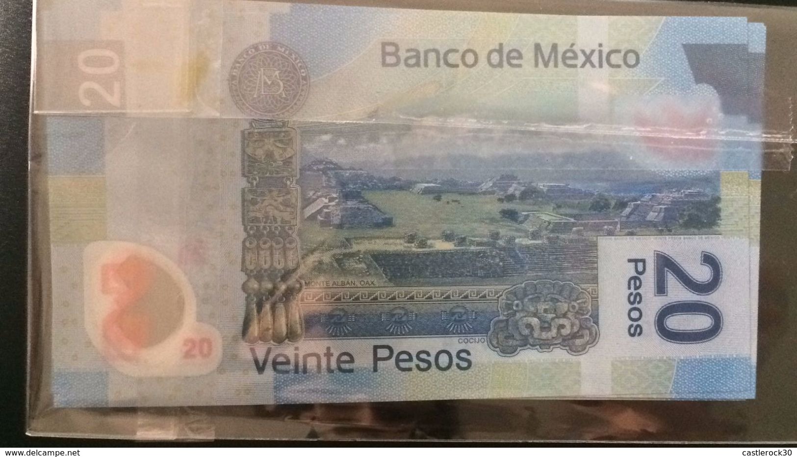 L) 2010 MEXICO, BANKNOTES, PRESIDENT BENITO JUAREZ, JUSTICE, MONTE ALBAN OAXACA, COCIJO, FINANCE, BANK OF MEXICO, 20 PES - Mexico