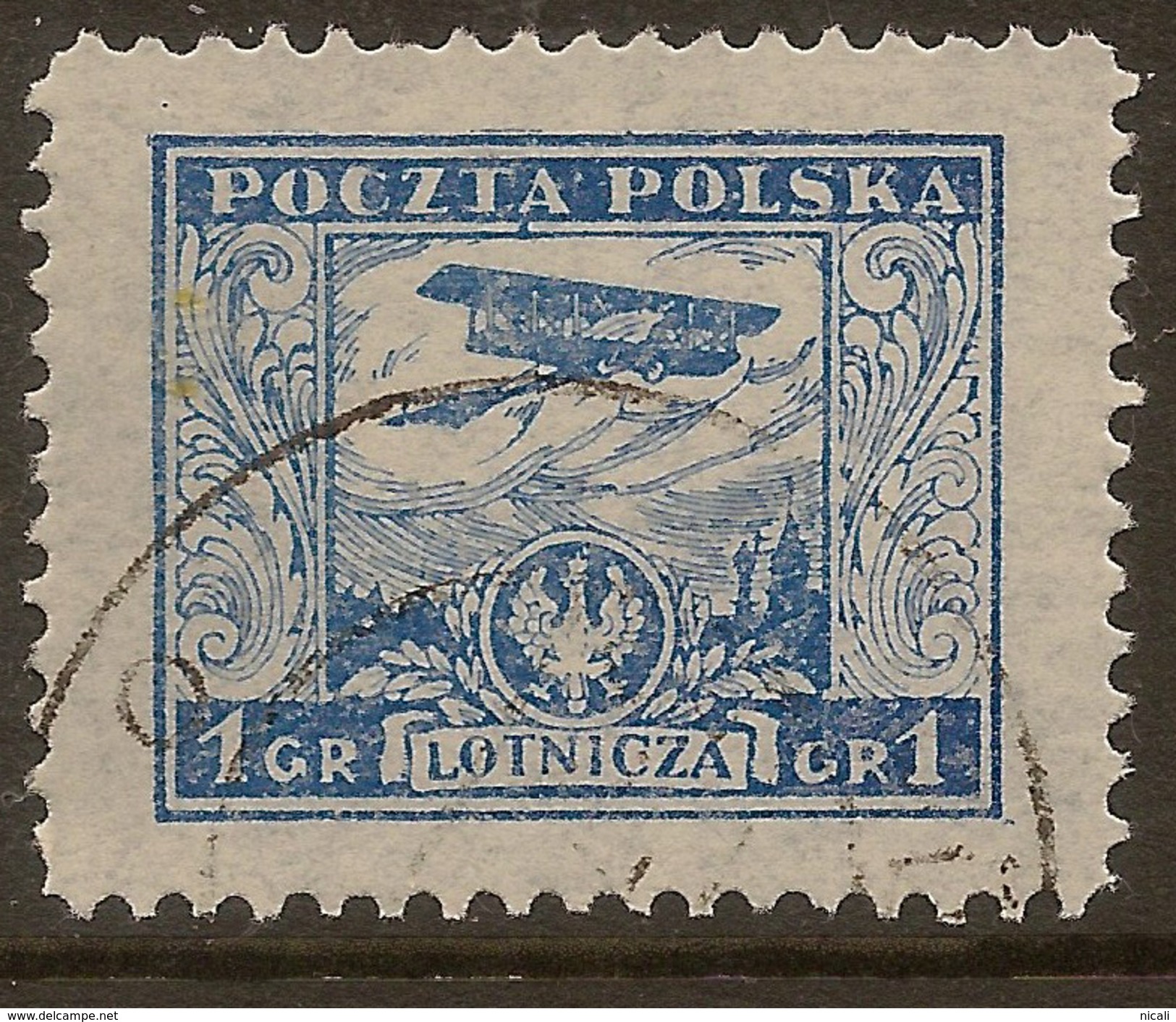 POLAND 1925 1g Air SG 252 U #AED12 - Oblitérés