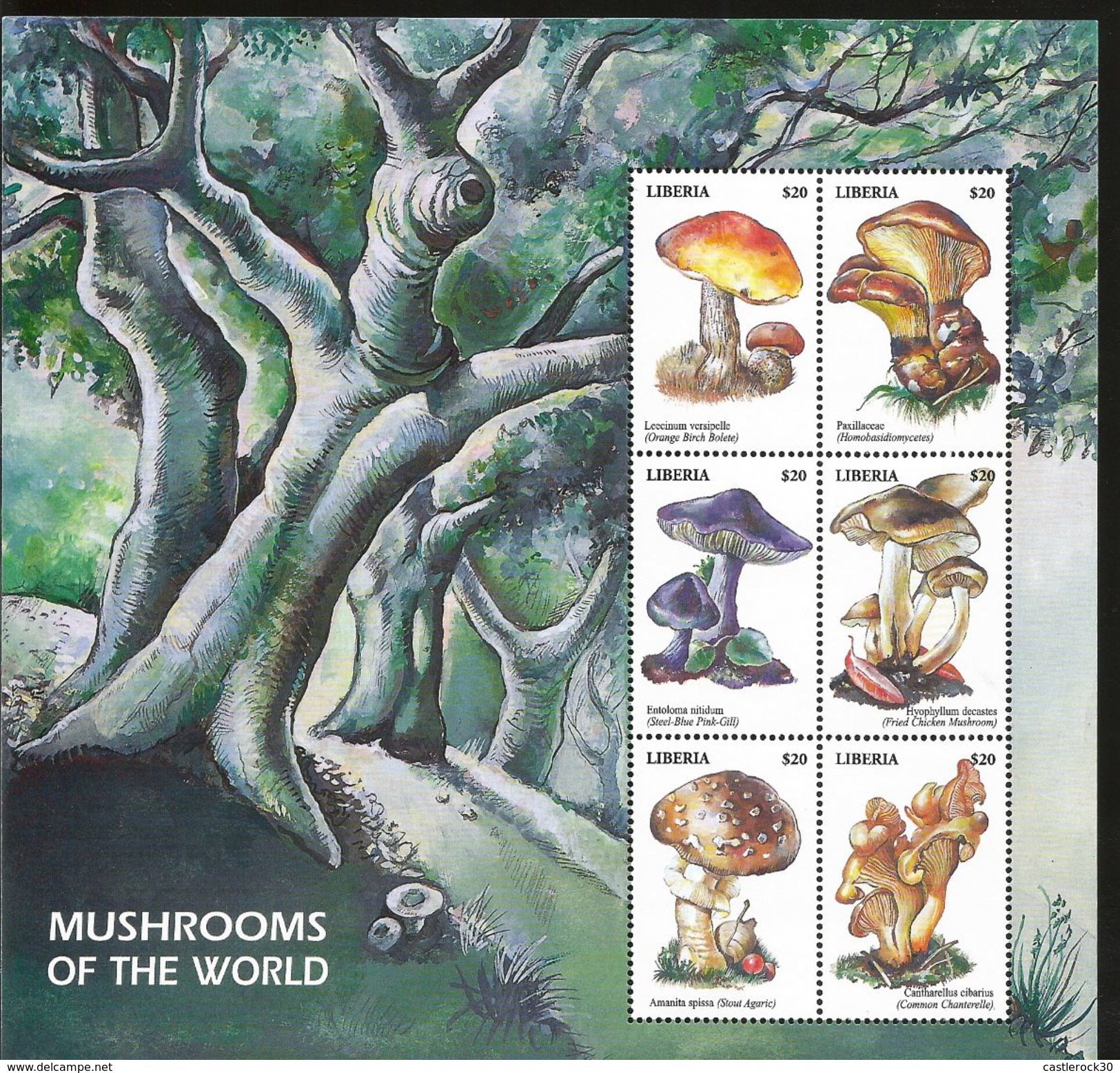 J) 2002 LIBERIA, MUSHROOMS OF THE WORLD, TREE, SOUVENIR SHEET, MNH - Liberia