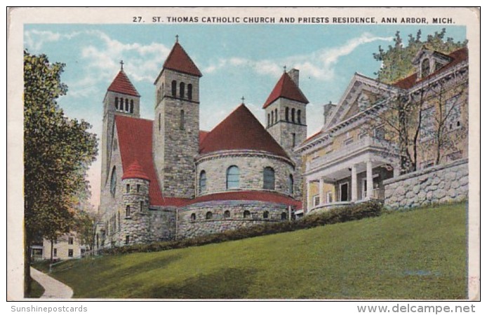Michigan Ann Arbor St Thomas Catholic Church And Priests Residence Curteich - Ann Arbor
