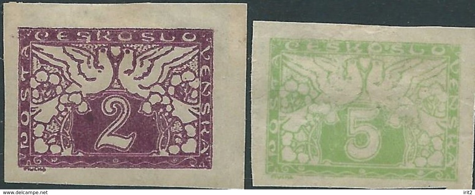 STAMPS - Czechoslovakia CECOSLOVACCHIA 1919 - Value Of 2 & 5 Mint- Imperforate - Nuovi