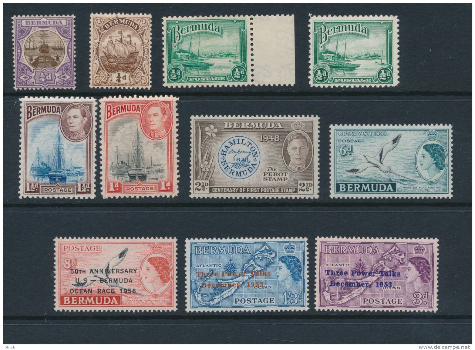 BERMUDA, 1906-1960s 11 Stamps Very Fine MM - Bermuda