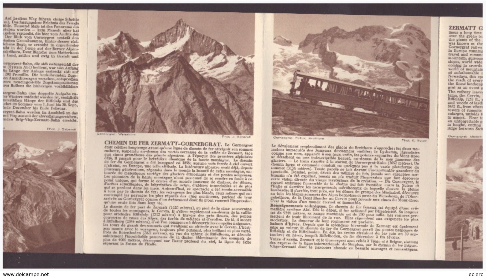 ( 49 ) VALAIS SUISSE - ZERMATT GORNERGRAT BAHN - PANORAMA - DEPLIANT 8 VOLETS - TB - Tourism Brochures