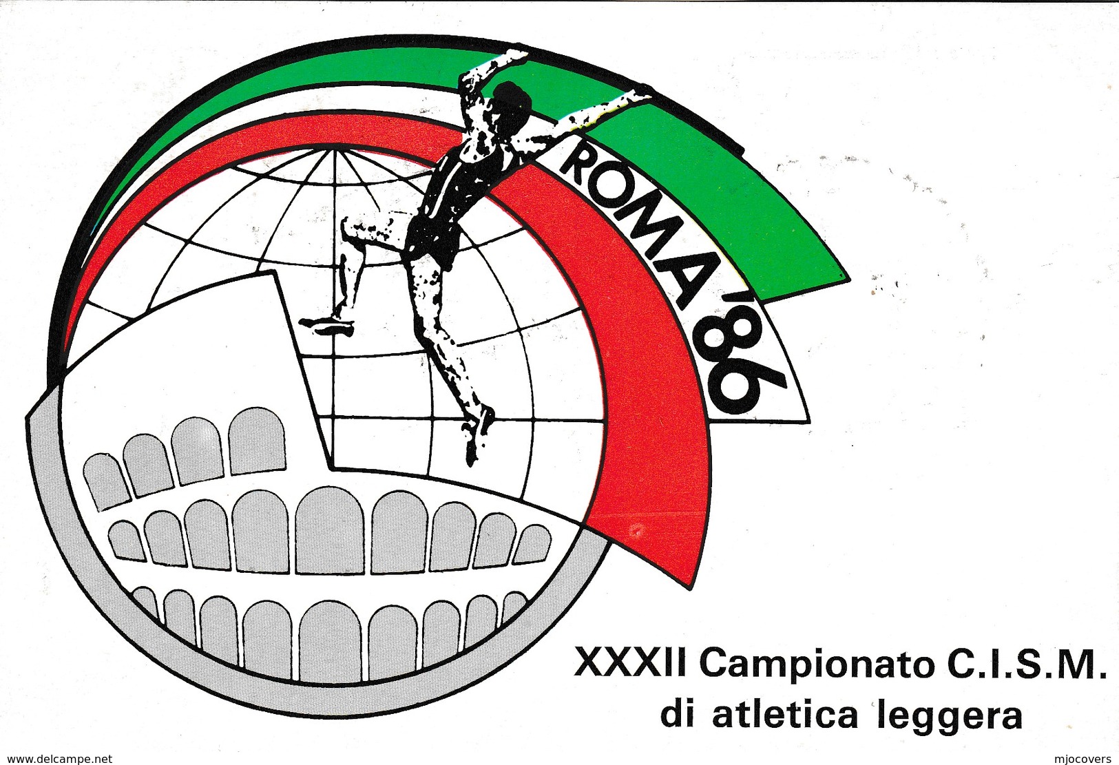 1986 Rome MILITARY ATHLETICS LEAGUE CHAMPIONSHIPS EVENT COVER Card ITALY Stamps Postcard Sport - Athletics