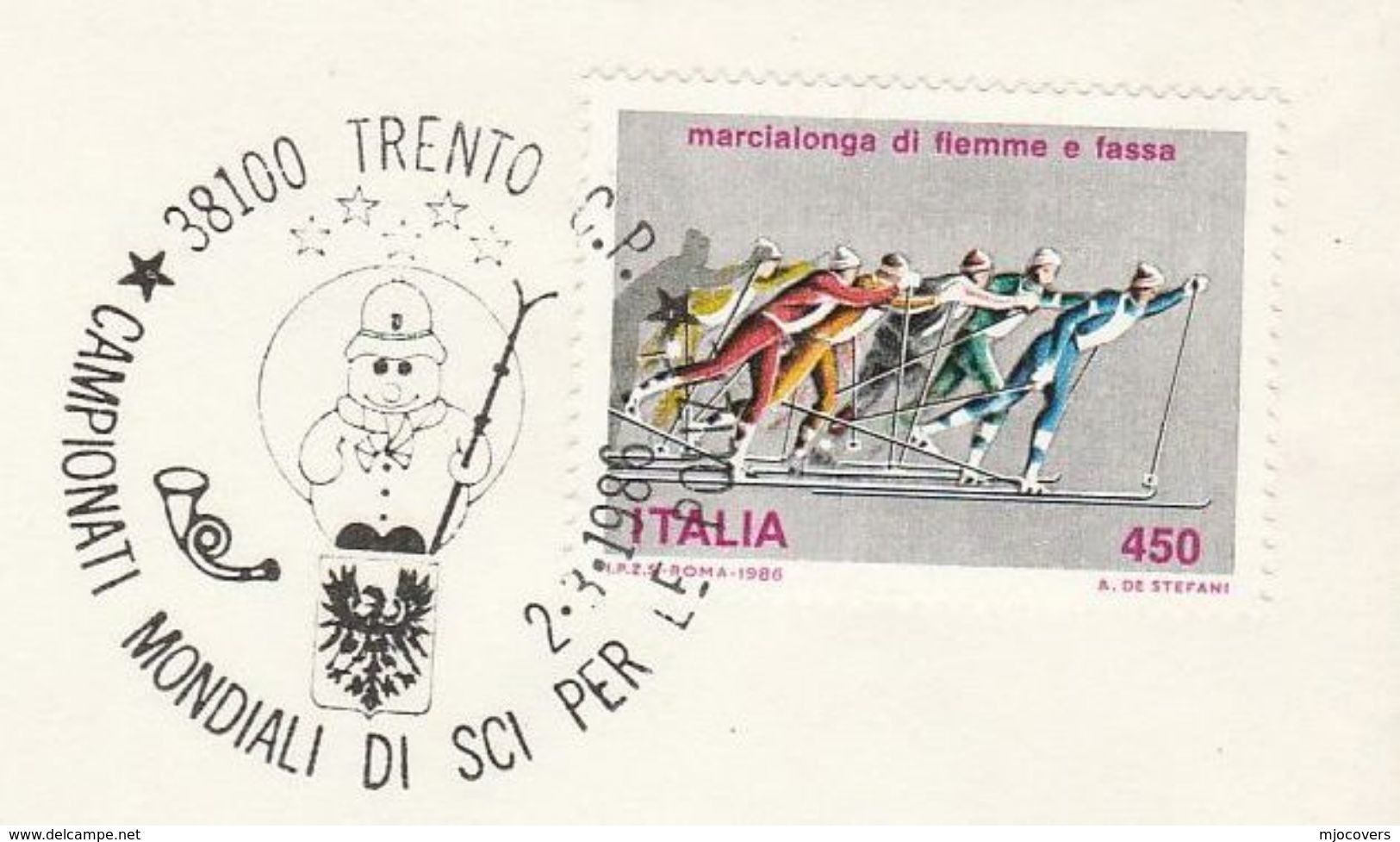 1986 Cover World POLICE SKIING CHAMPIONSHIPS EVENT  Trento Italy Stamps Ski Sport - Polizia – Gendarmeria