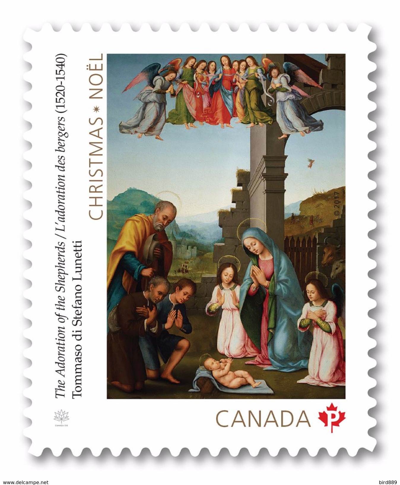 2017 Canada Christmas The Adoration Of The Shepherds Single Stamp From Booklet MNH - Timbres Seuls