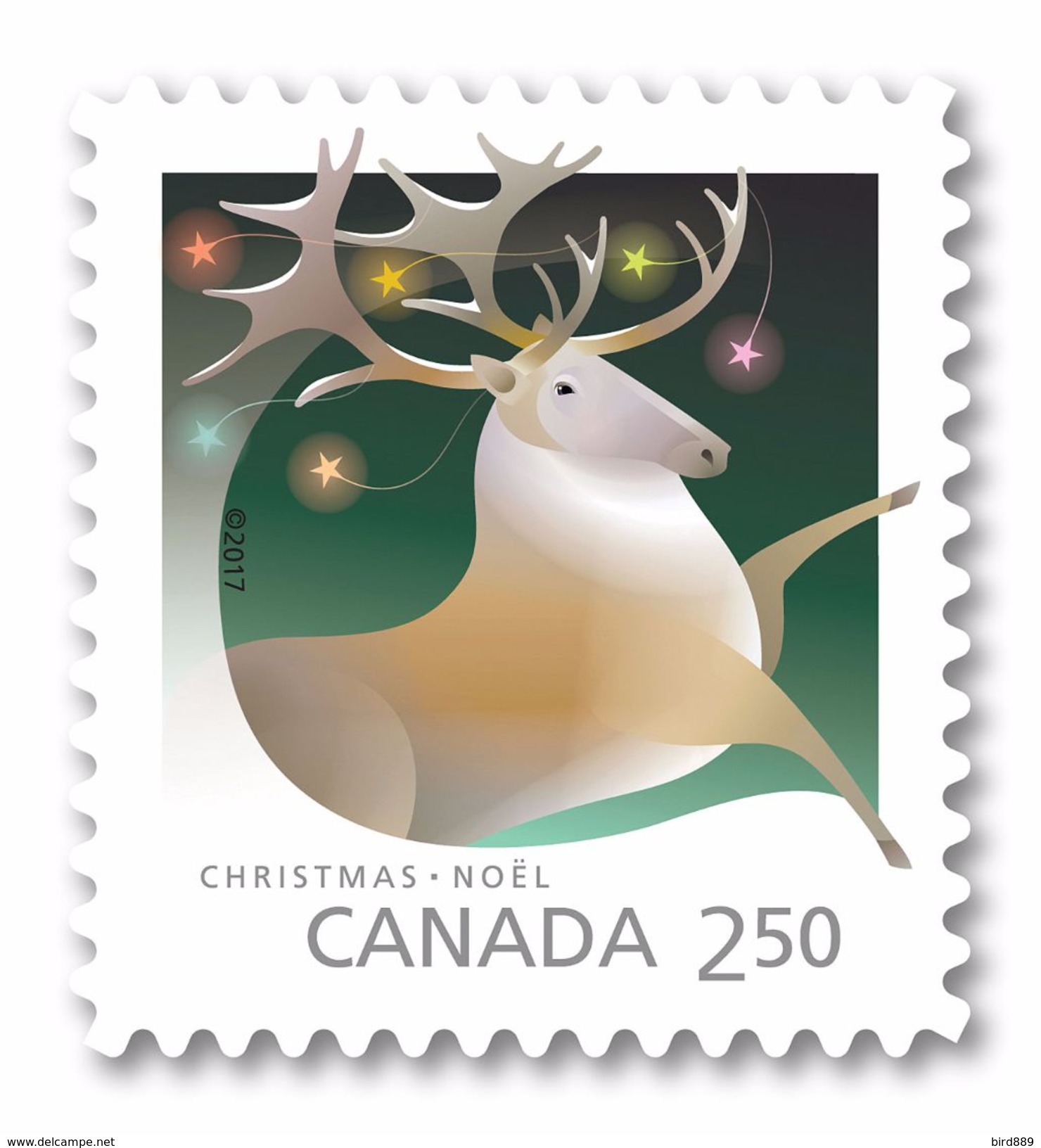 2017 Canada Christmas Caribou Single Stamp From Booklet MNH - Timbres Seuls