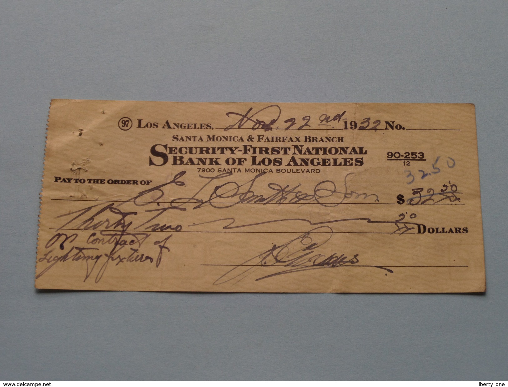 Pay To The Order (Cheque) Of Bank Of Los ANGELES 1927/29/32 ( 4 Pcs. / Zie Foto ) ! - Etats-Unis