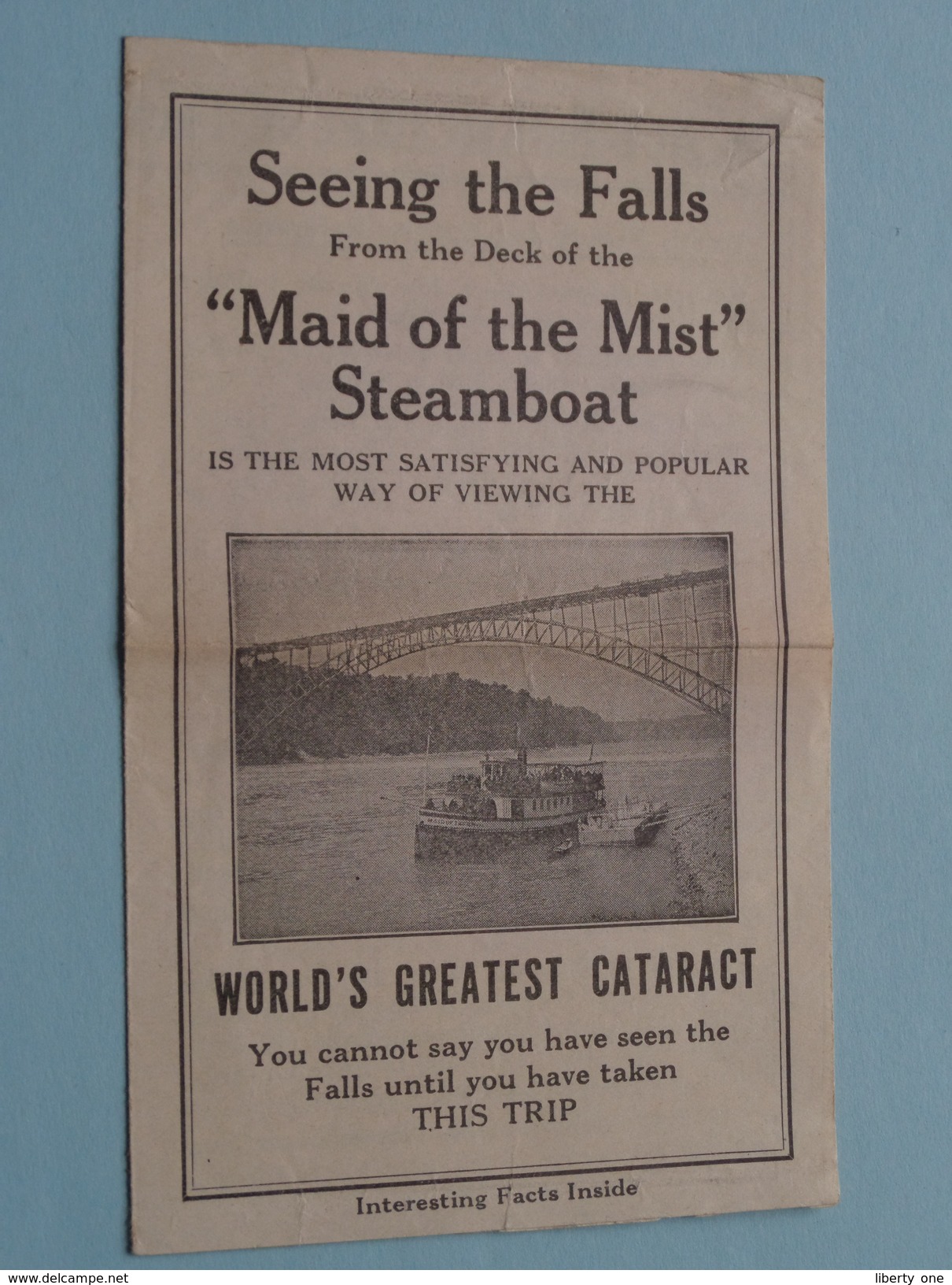 Seeing The FALLS " MAID Of The Mist " STEAMBOAT World's Greatest Cataract ( WH Cookman Manager ) U.S.A. ( Zie Foto ) ! - Dépliants Touristiques