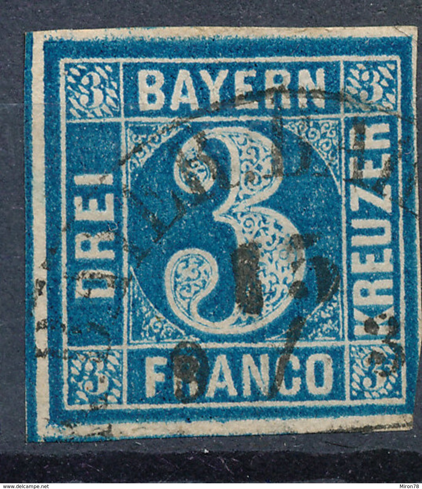 Stamp Bavaria 1849 3kr Used Lot #21 - Autres & Non Classés