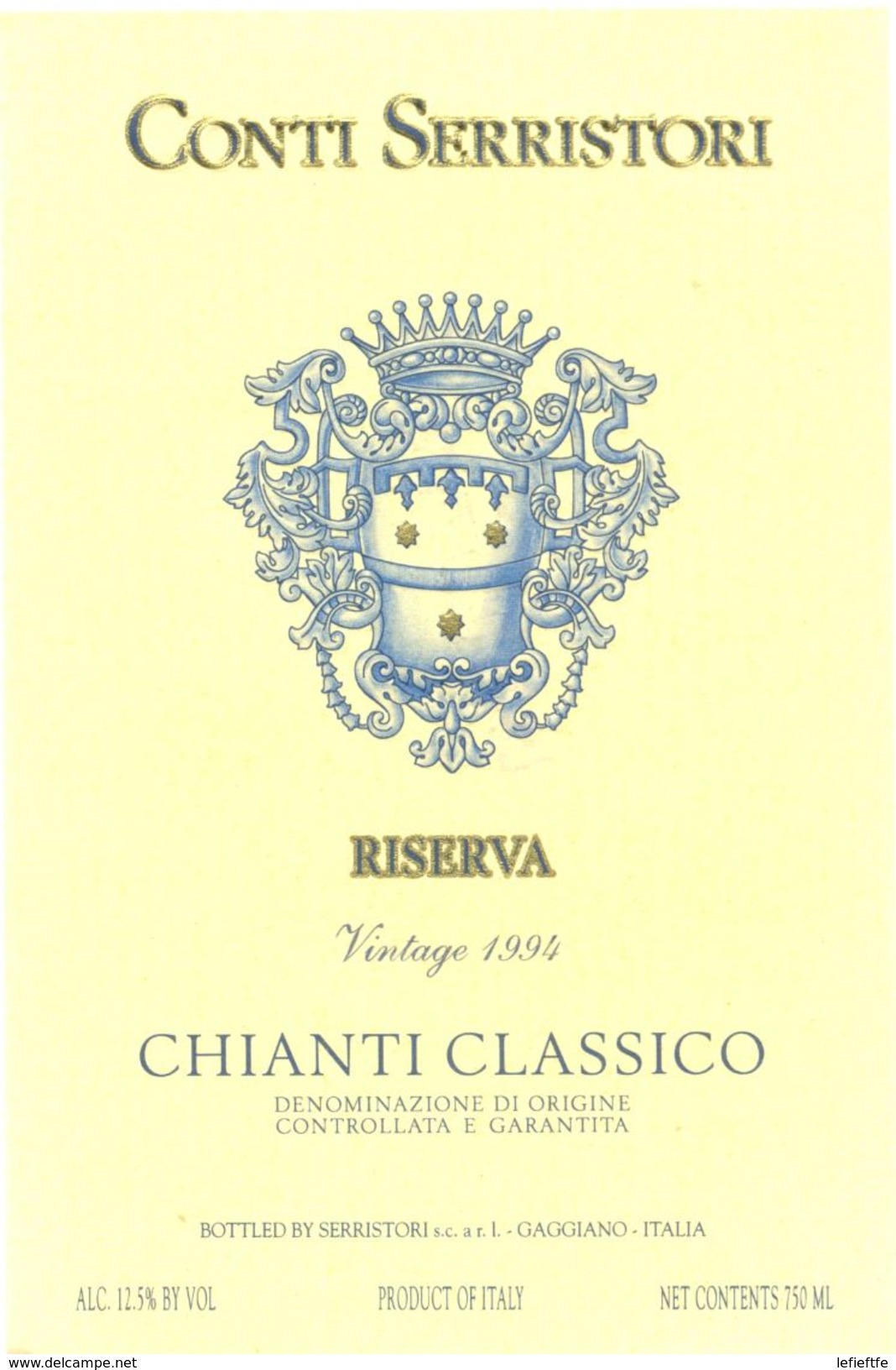 1456 - Italie - Gaggiano - Conti Serristori - Riserva Vintage 1994 - Chianti Classico - Serristori - Gaggiano - Vino Rosso