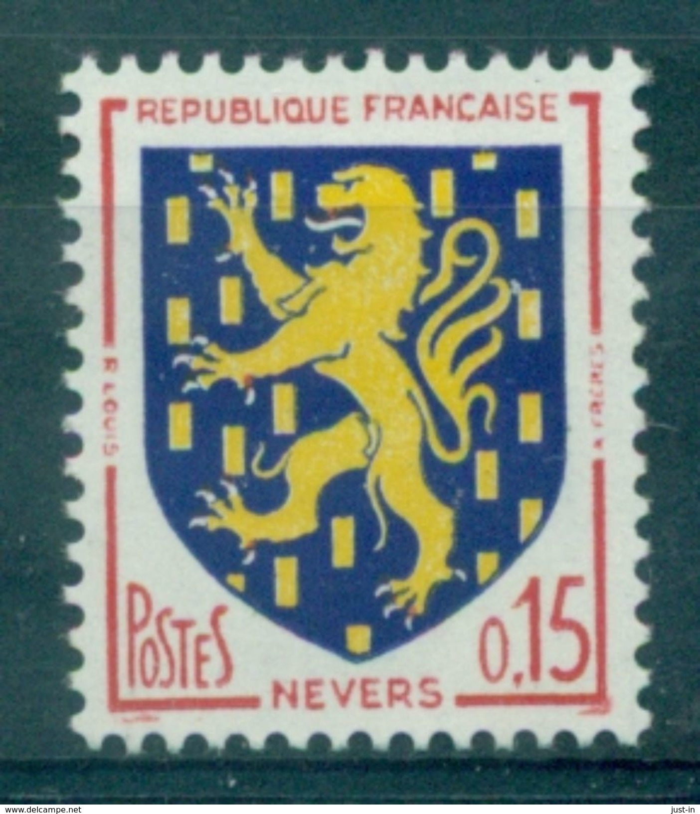 FRANCE. VARIETE N° 1354 Blason Nevers Griffe Et Langue Blanche Au Lieu De Rouge Nxx TB. - Neufs