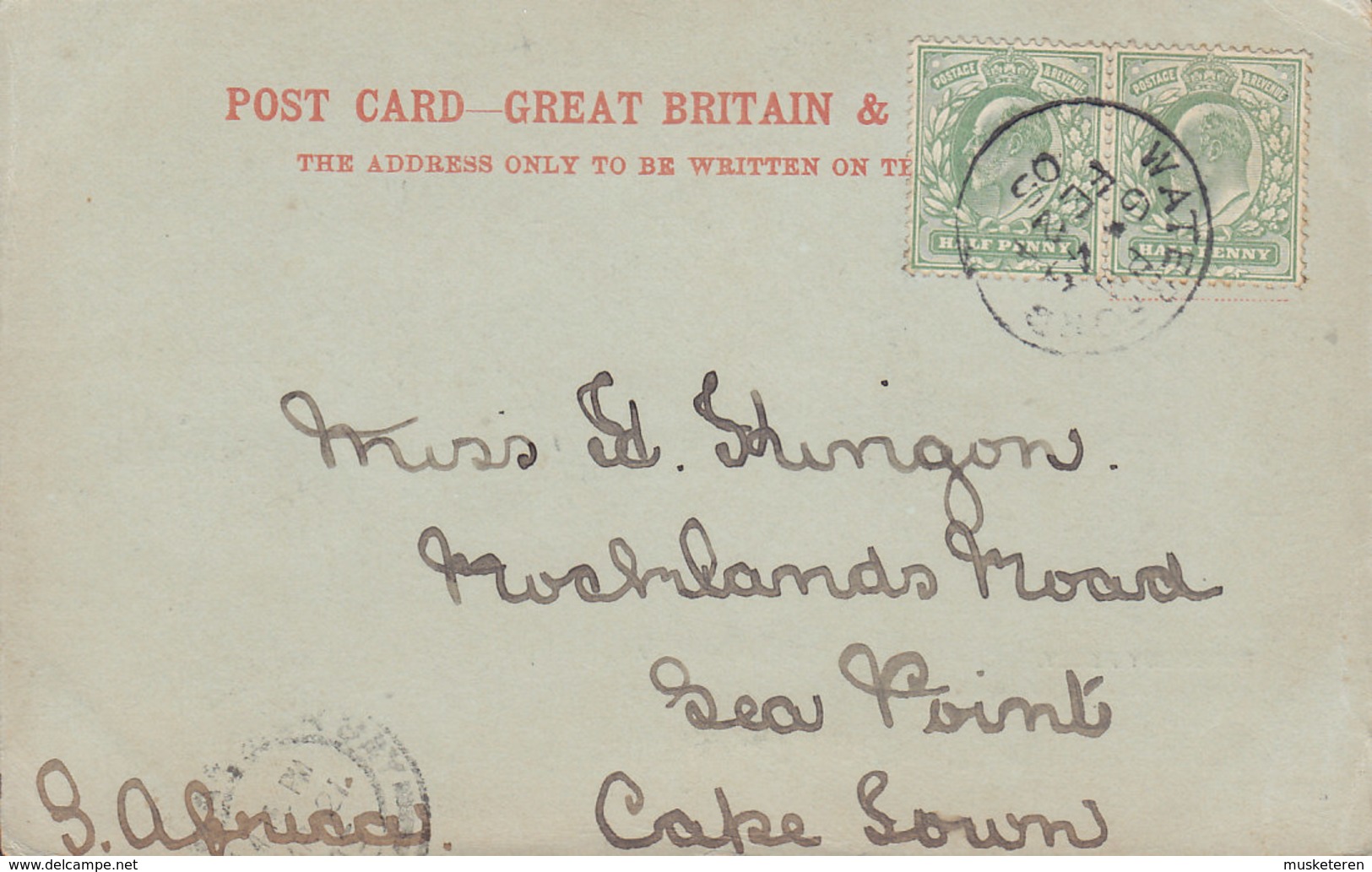 Ireland PPC Donbrody Abbey Wexford WATERFORD 1905 2x Edward VII. Stamps Single Backside (2 Scans) - Wexford