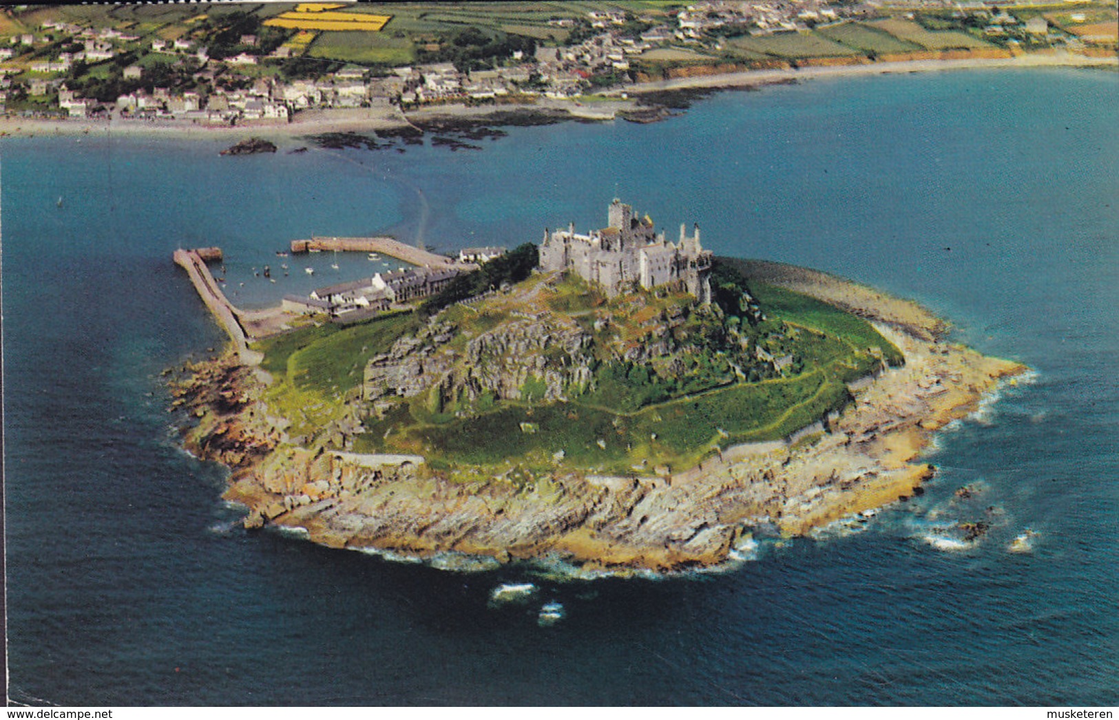 United Kingdom PPC St. Michael's Mount, Marazion FALMOUTH Cornwall 1980 Photo Airviews Manchester Airport (2 Scans) - St Michael's Mount