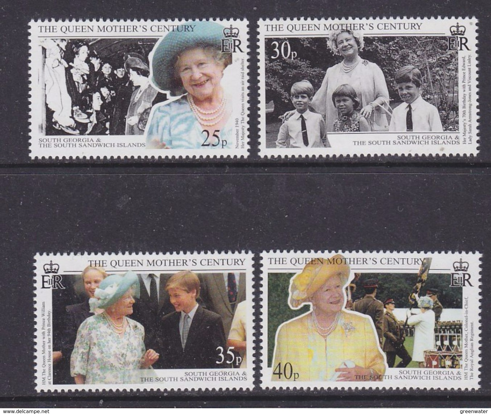 South Georgia 1999 Queen Mother's Century 4v  ** Mnh (37109) - Zuid-Georgia