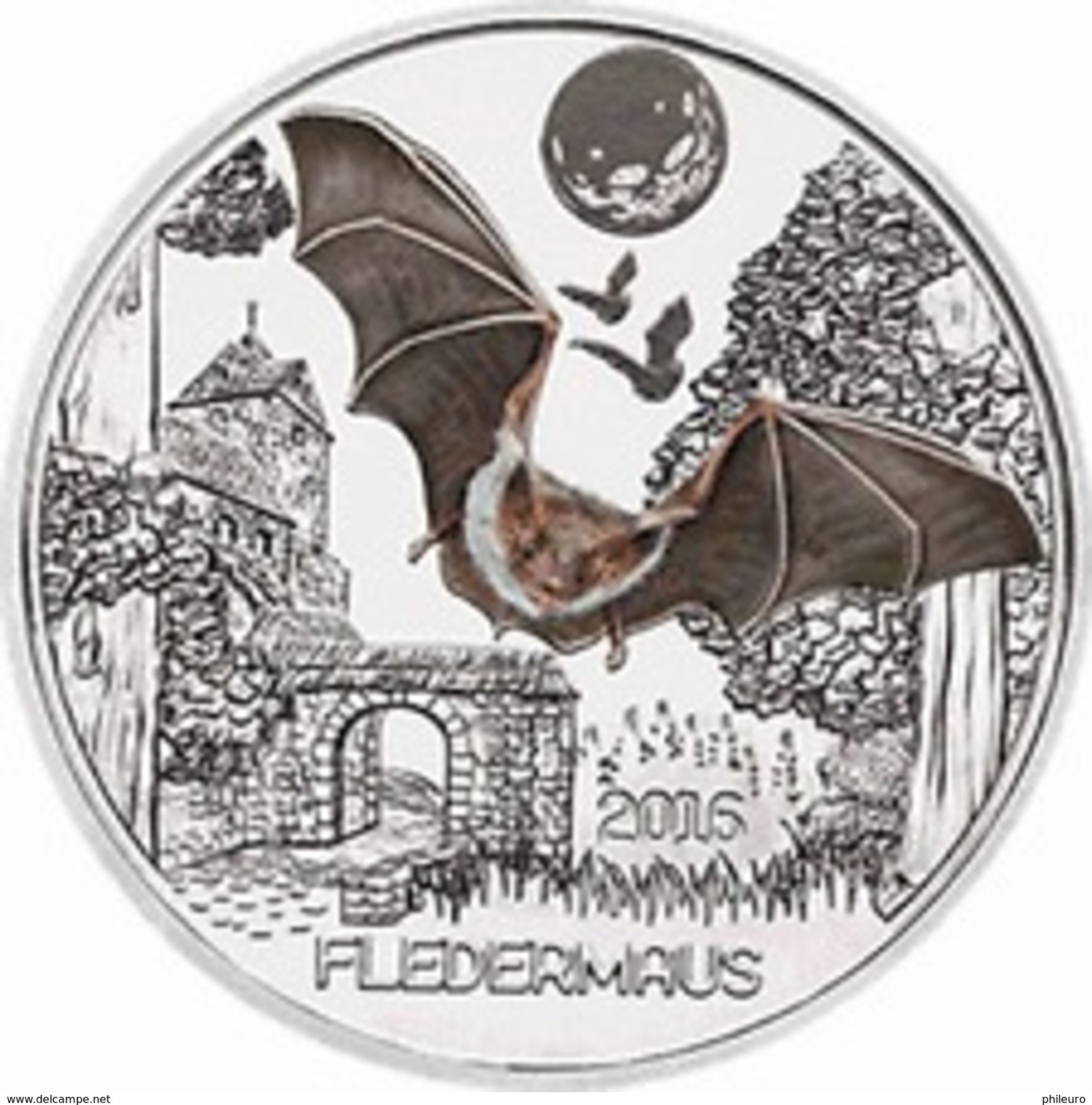 Autriche 2016 : 3&euro; 'Chauve-souris' ('Fledermaus') Colorisée - Disponible En France - Autriche