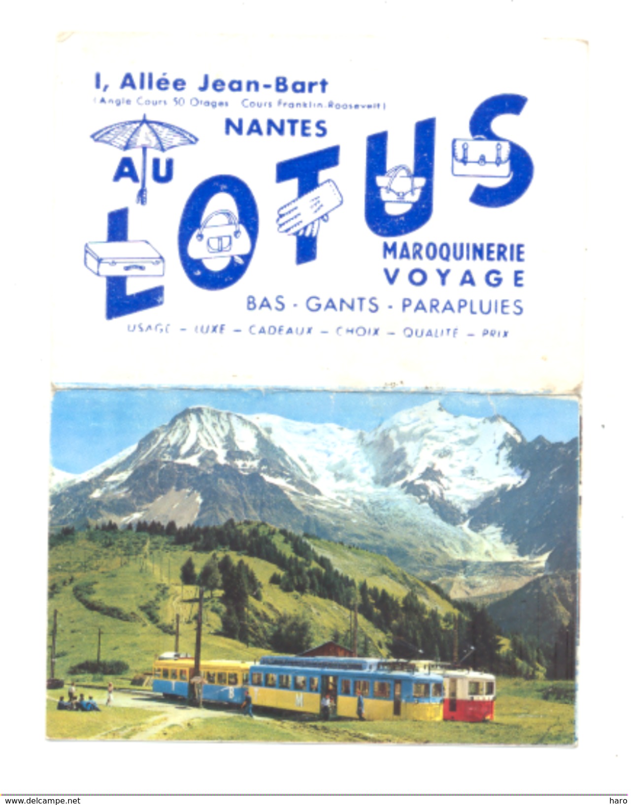 Petit Calendrier 1970 - Maroquinerie / Voyage,... " Au Lotus "  à NANTES, Train (Fr55) - Petit Format : 1961-70