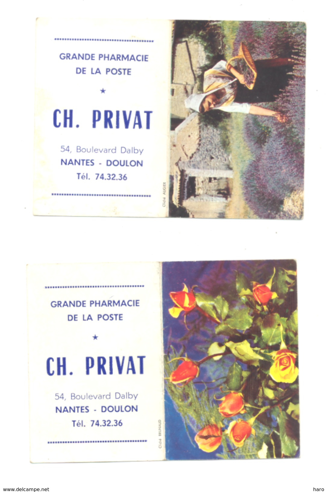 Petit Calendrier 1967 ( 2 Pièces) - Grande Pharmacie De La Poste Ch; PRIVAT à NANTES- DOULON  (Fr55) - Petit Format : 1961-70